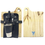 Set Asado Con Tabla De Madera Y Vaso Velez Sarsfield