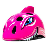 Capacete Ciclismo Infantil Absolute Tubarão Rosa Tamanho 49-53cm