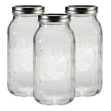 3pz Frascos De Vidrio Mason Jars Ball 64oz Boca Ancha