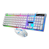 Kit Teclado Mouse Notebook Pc Gamer Jogador Led Usb 2400 Dpi Cor Do Teclado Branco Cor Do Mouse Branco