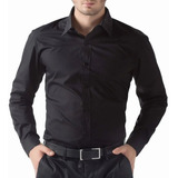 Camisa Manga Larga Hombre Negra - Calidad Premium