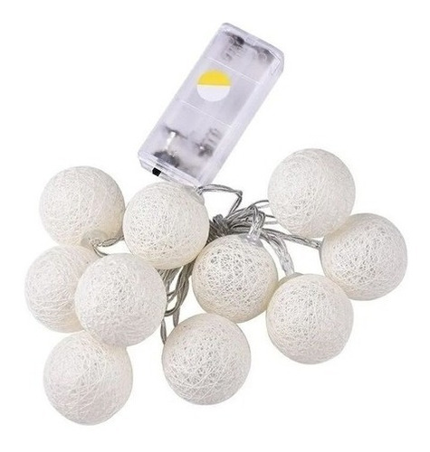 Varal Cordão Fio Luz Bolinha Decora Luminária 10 Bola Led 2m