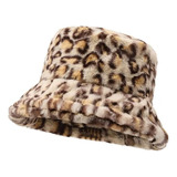 Sombrero Cubo Felpa Mujer Gorro Estampado Leopardo