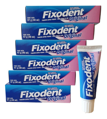 Paquete De 6 Fixodent Original / Adhesivo Dental Placas 