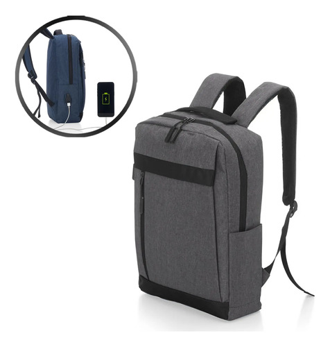 Mochila Nylon Para Notebook Pasta C/porta Usb Multifuncional