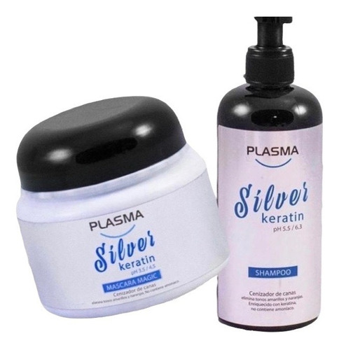 Silver Keratin Matizador Shampoo300ml + Máscara 250ml Plasma