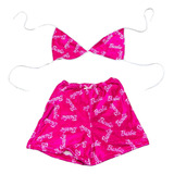 Pijama Barbie Polar De Peluche Brassier Top Y Short 