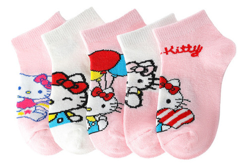 Calcetines Calcetas Algodón Para Niñas 5 Pares Hello Kitty