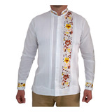 Guayabera Tulum Blanco Lino Manga Larga