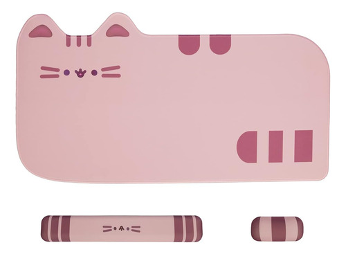 Mouse Pad Xl Diseno Gatito Rosa + Soporte Ergonom