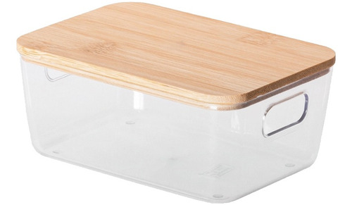 Organizador Acrilico Heladera Cocina Tapa Bambu 19x14 Cm