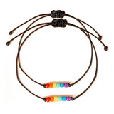 2 Piezas Rainbow Beads Lgbt Pride Woven Bracelet Set Cadena 