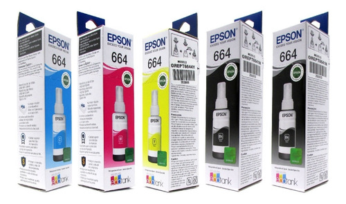 Kit 5 Tintas Epson T664 Originales L380 L395 L575 L1300