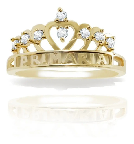 Anillo De Graduación Corona Primaria Oro Laminado 14k Blanco