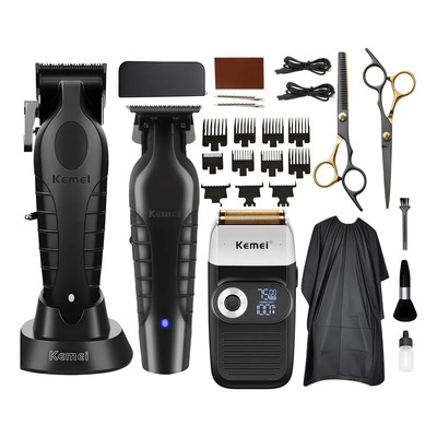 Kit De Cortadora De Pelo Kemei 2296 2299 Km-2026 Cortapelos De Peluquería, Recortadoras Eléctricas Recargables Para Hombres, Kit De Cepillado Con 11 Peines Guía Para La Familia, Cortadoras Cabe | Envío gratis