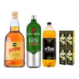 Kit Whisky Cavalo Bran 1l + Gin Eternity + Energético + Coco