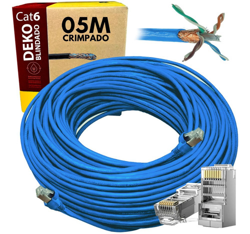 Cabo De Rede Cat6 Blindado Ftp Para Uso Externo 05 Metros