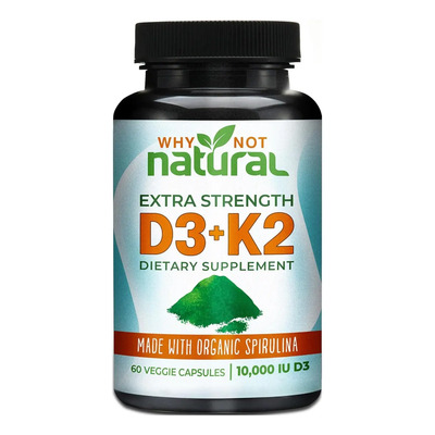 Why Not Natural Vitamina D3 10,000IU K2 60 Cápsulas Salud Ósea e Inmunológica | Envío gratis
