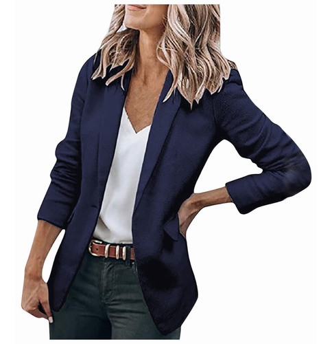 Saco Blazer Dama Lapel Open Front Manga Larga Work Office