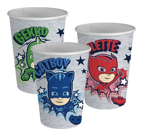 Vaso Cumpleaños Pj Masks X 6 Original Cotillón Activarte