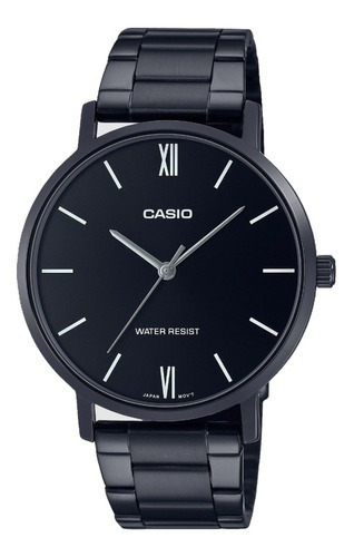 Reloj Casio Mtp-vt01b-1budf Color De La Correa Negro Color Del Bisel Negro Color Del Fondo Negro