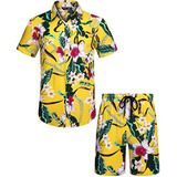 Conjunto De Ropa De Playa Hawaiana Para Hombre, Camisa Boho 