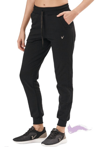 Pantalon Con Puños Algodon Frisado Mujer Babucha Termica