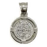 Dije Medalla San Benito Plata 925 Maciza 1,5 Cm 