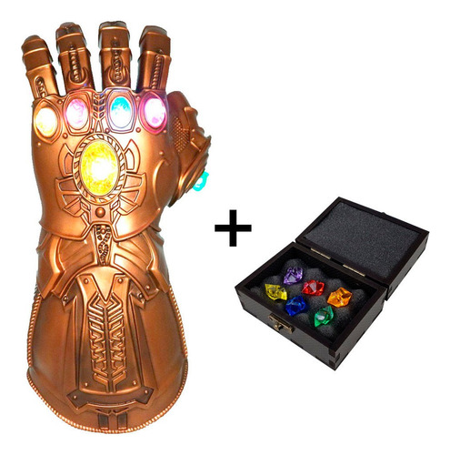 Manopla Do Infinito Thanos Luz Led + Baú Pedras Avengers