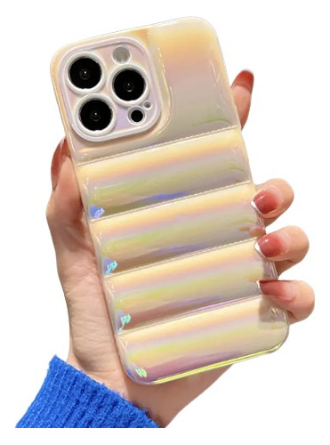 Funda Holographic Puffer Premium Tornasolada Para iPhone