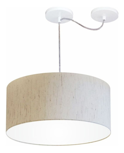 Lustre C/ Desvio De Centro Md-4151 Cupula 50x25 Linho Bege