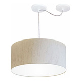 Lustre C/ Desvio De Centro Md-4151 Cupula 50x25 Linho Bege