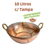 Tacho De Cobre Puro Com Tampa De Vidro 10 Litros