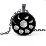 Collar Cadena Negra Cristal Faces Lunares Luna Hombre Mujer