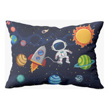 Fronha Avulsa Estampada Solteiro Infantil 50x70 01 Peça Maju Cor Azul Astronauta