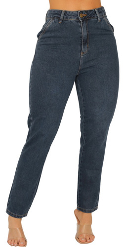 Calça Jeans Mom Premium Feminina Cintura Alta Com Bolso Faca
