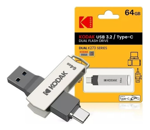 Pendrive Kodak 64gb  Usb3.2  Dual Flash Drive K273 + Brindes