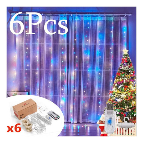 6 Luces Led Para Cortinas, Bodas, Fiestas, Navidad, Usb, 3 X