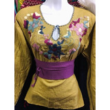 Blusa Artesanal Mexicana Bordada Modelo Elsa