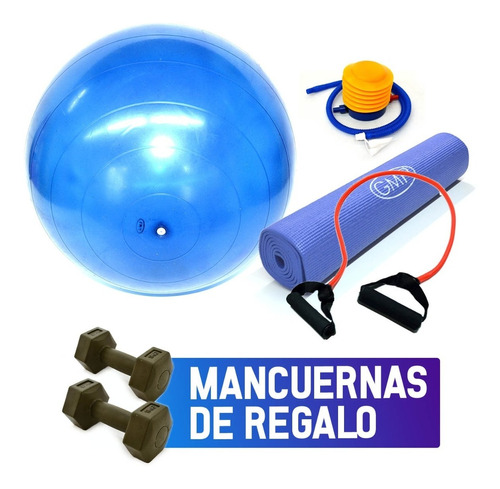 Kit Mancuernas + Pelota + Mat + Inflad + Banda C/manija Gmp