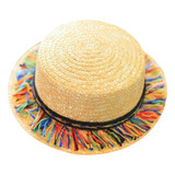 Elegante Sombrero De Playa De Paja Con Borlas, Protección So