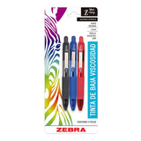 3 Plumas Zebra Bolígrafo Mini Z Grip Punto Medio 1.0mm