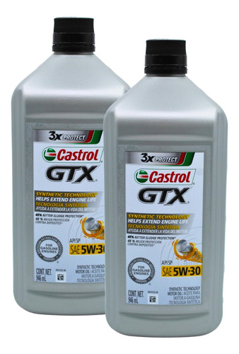 2 Piezas De Aceite Castrol Gtx 5w-30 X 946ml.