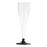 100 Copas Champagne Plastica Descartable Cristal Pie Negro