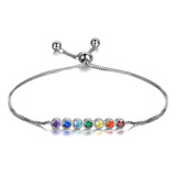 Pulseras De Chakras De Plata De Ley 7 Chakras Para Mujeres .