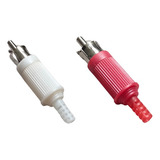 Kit 10 Plugs Rca Plástico - 5 Brancos E 5 Vermelhos