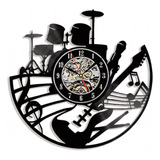 Reloj De Pared Instrumentos Musicales En Disco  Lp De 30cm