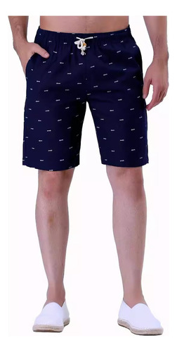 Bermuda Short Casual Playa De Algodón Y Lino Para Hombre