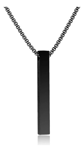 Collar Hombre Barra Rectangular Negra Prisma Cilindro Negro Para Hombres Acero Inoxidable Regalo Cumpleaños