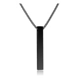 Collar Hombre Barra Rectangular Negra Prisma Cilindro Negro Para Hombres Acero Inoxidable Regalo Cumpleaños